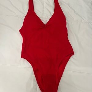 Red one piece bathing suit
